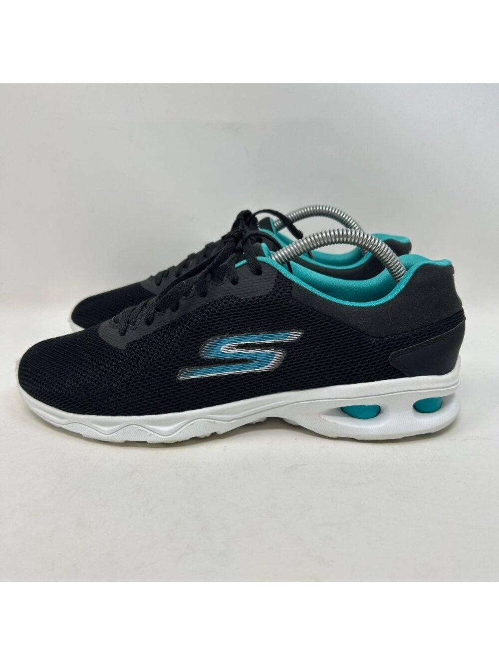 Skechers Go Walk Max Womens Size 10 Black Teal Athletic Walking Shoes Lightweigh
